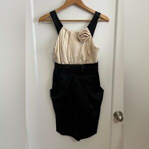 Lulu's Black and Cream/Champagne Cocktail Dress w/ Pockets.  NWT